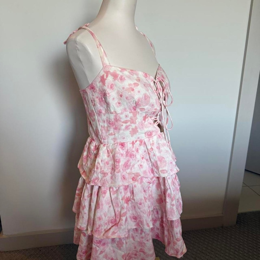 Bardot Pink Floral Corset Mini Dress — Size M - Picture 4 of 8